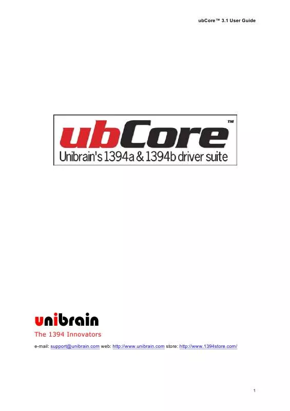 Mode d'emploi UNIBRAIN UBCORE 3.1