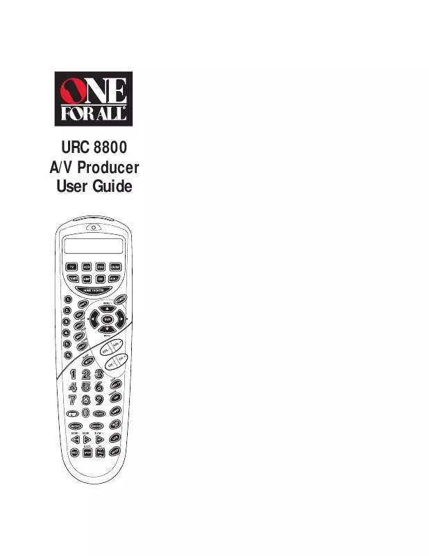Mode d'emploi UNIVERSAL REMOTE CONTROL ONE FOR ALL 8800MAN