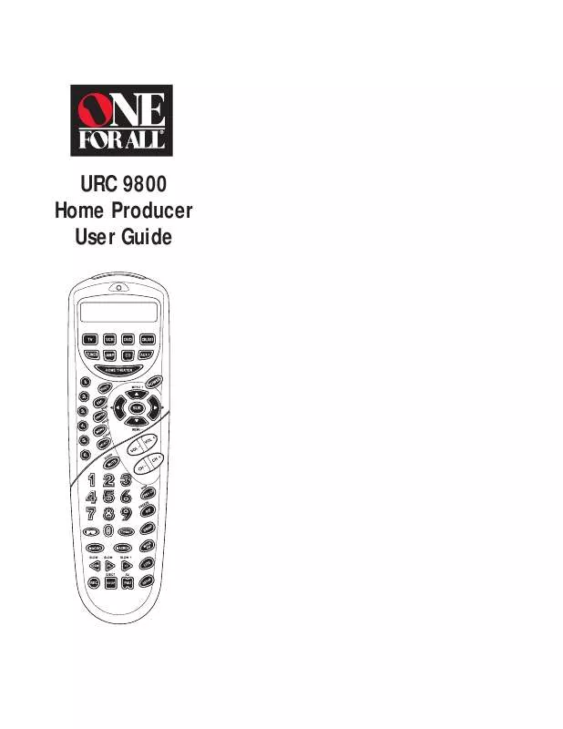 Mode d'emploi UNIVERSAL REMOTE CONTROL ONE FOR ALL 9800MAN