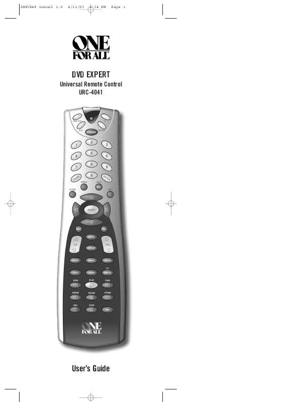 Mode d'emploi UNIVERSAL REMOTE CONTROL ONE FOR ALL URC4041