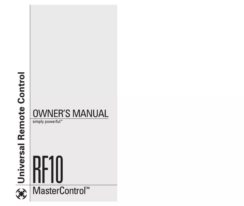 Mode d'emploi UNIVERSAL REMOTE CONTROL RF10 MASTERCONTROL