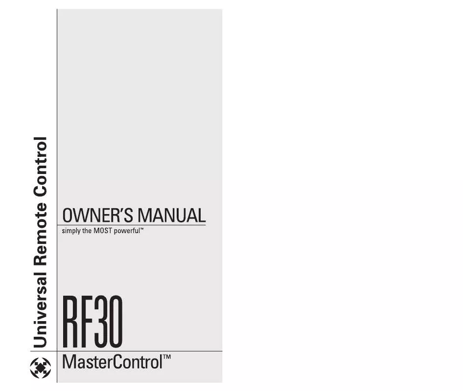Mode d'emploi UNIVERSAL REMOTE CONTROL RF30 MASTERCONTROL