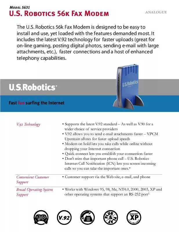 Mode d'emploi US ROBOTICS 5631