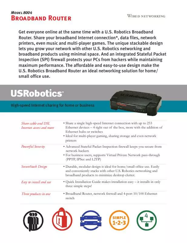 Mode d'emploi US ROBOTICS 8004
