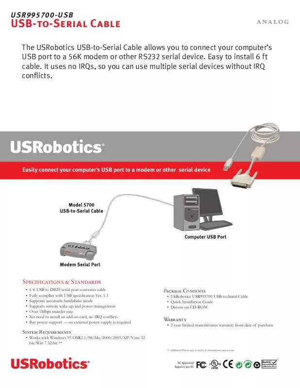 Mode d'emploi US ROBOTICS USR995700-USB