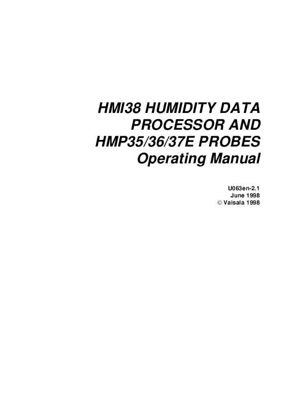 Mode d'emploi VAISALA HMI38 HUMIDITY DATA PROCESSOR