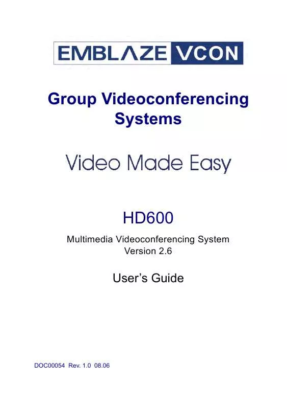 Mode d'emploi VCON HD600