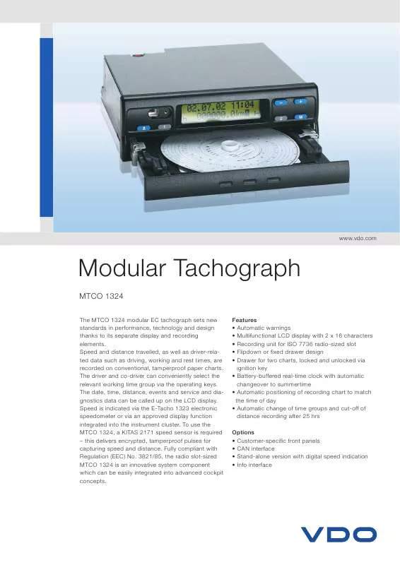 Mode d'emploi VDO MODULAR TACHOGRAPH MTCO 1324