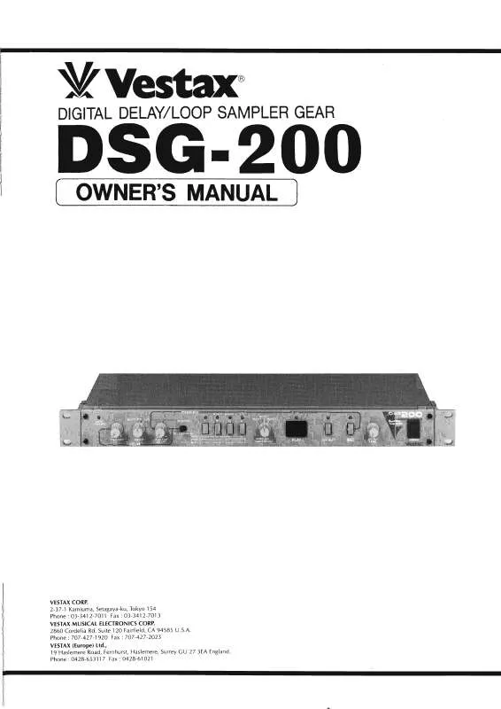 Mode d'emploi VESTAX DSG-200