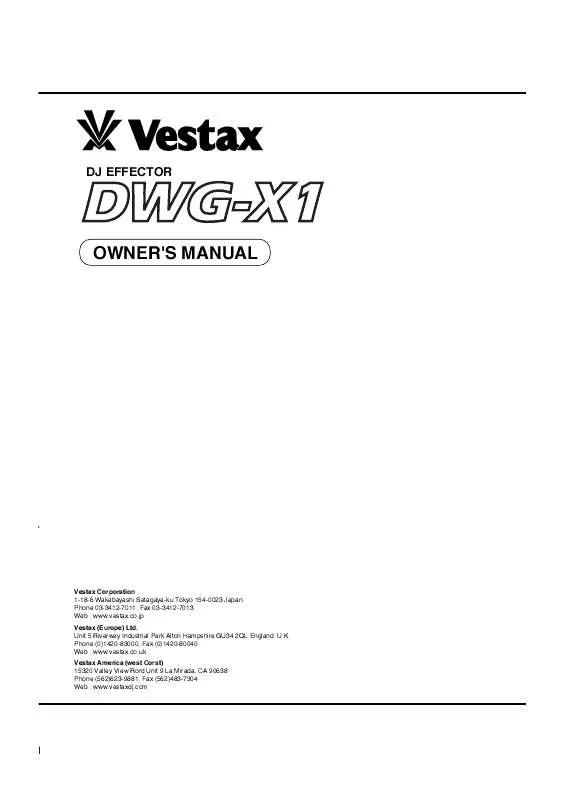Mode d'emploi VESTAX DWG-X1
