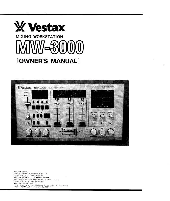 Mode d'emploi VESTAX MW-3000