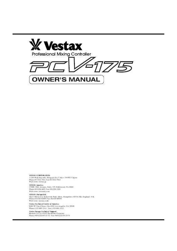 Mode d'emploi VESTAX PCV-175