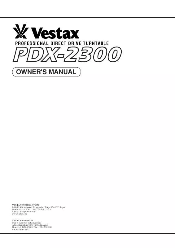 Mode d'emploi VESTAX PDX-2300