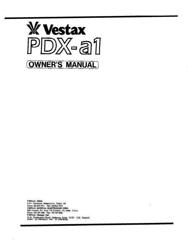Mode d'emploi VESTAX PDX-A1