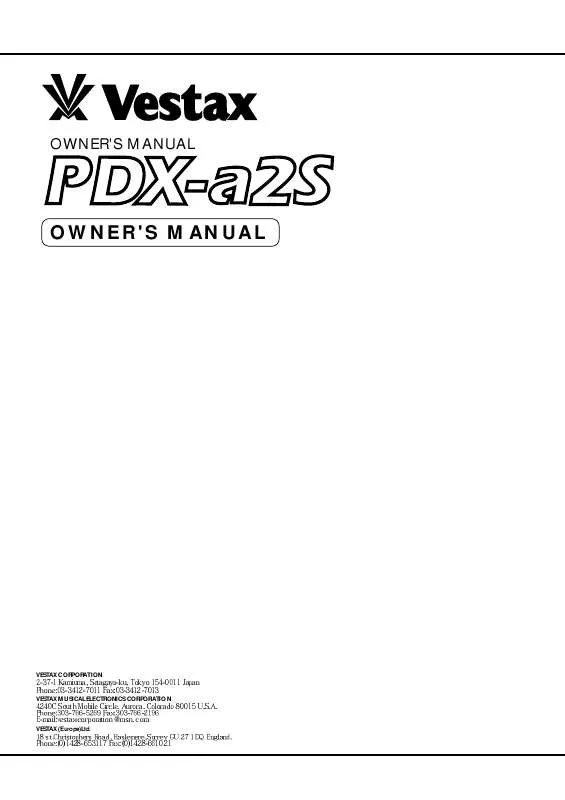 Mode d'emploi VESTAX PDX-A2S