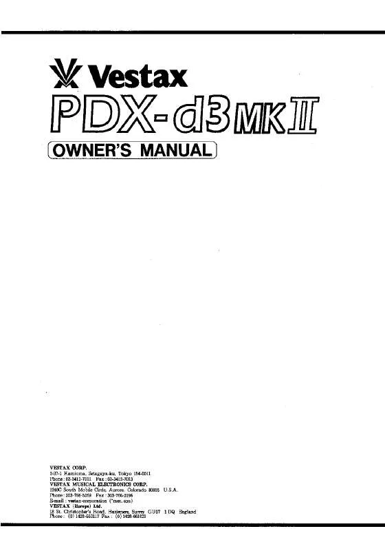 Mode d'emploi VESTAX PDX-D3MKII