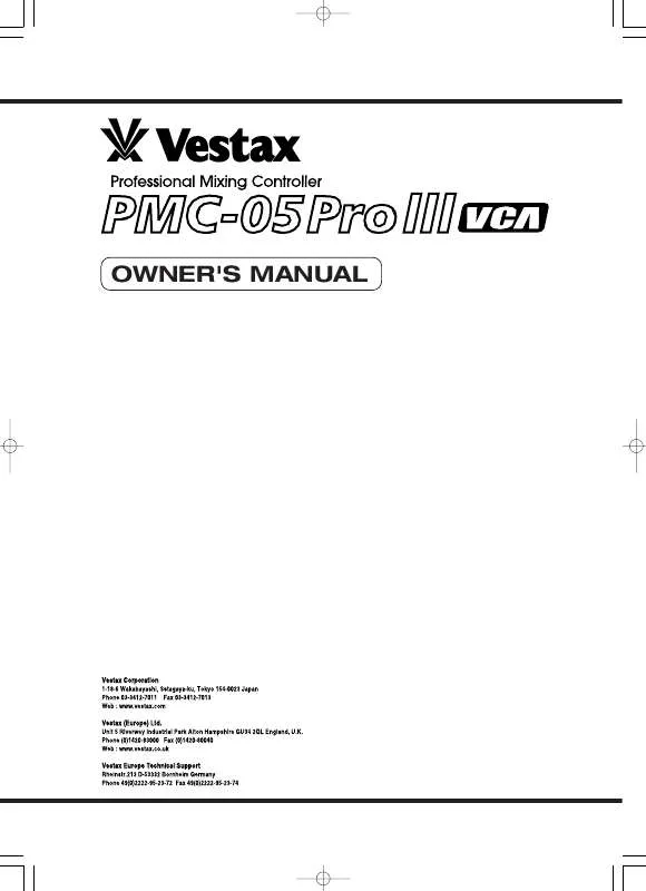 Mode d'emploi VESTAX PMC-05PRO3VCA