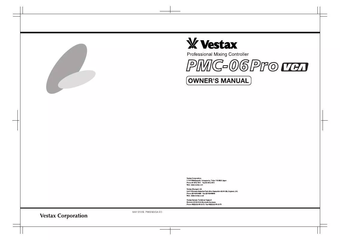 Mode d'emploi VESTAX PMC-06PRO VCA