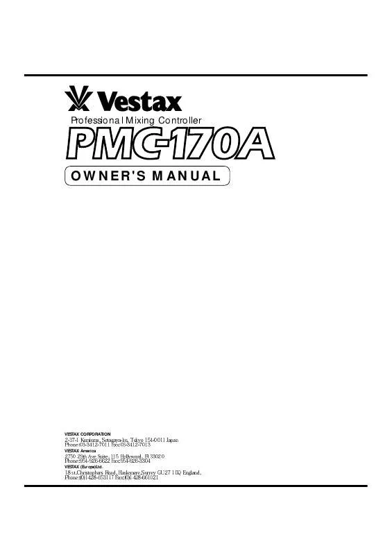 Mode d'emploi VESTAX PMC-170A