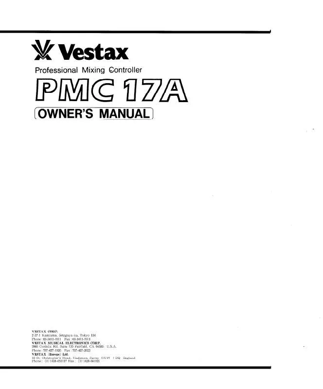Mode d'emploi VESTAX PMC-17A