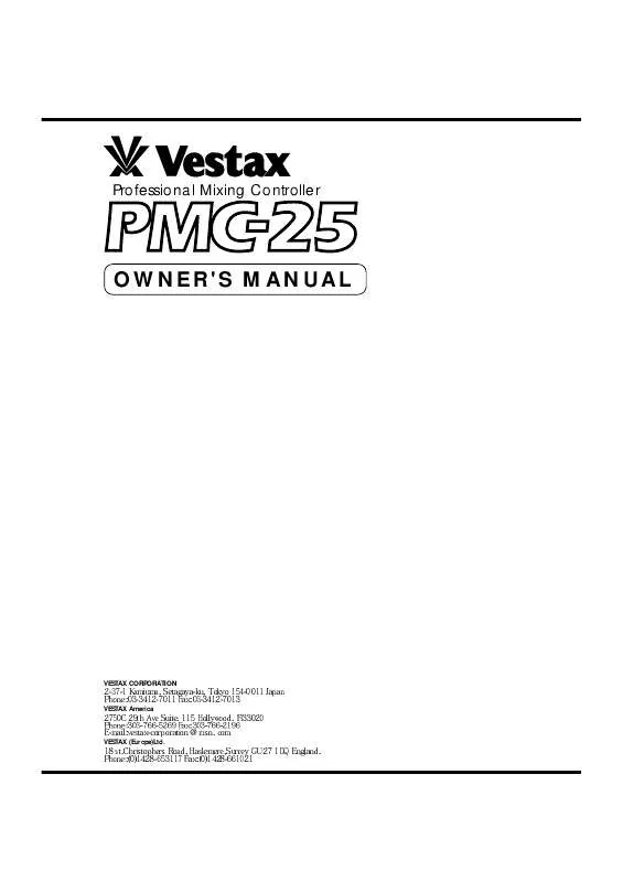 Mode d'emploi VESTAX PMC-25