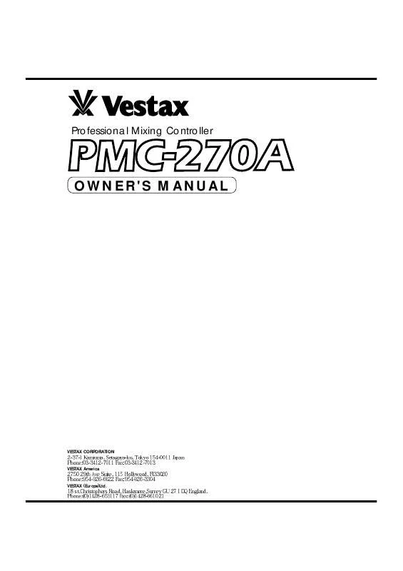 Mode d'emploi VESTAX PMC-270A
