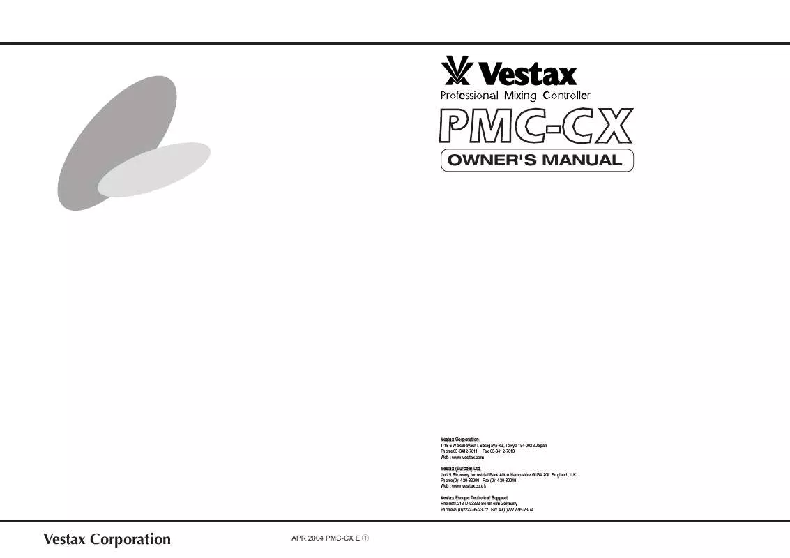 Mode d'emploi VESTAX PMC-CX