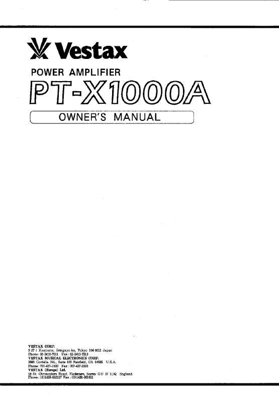 Mode d'emploi VESTAX PT-X1000A