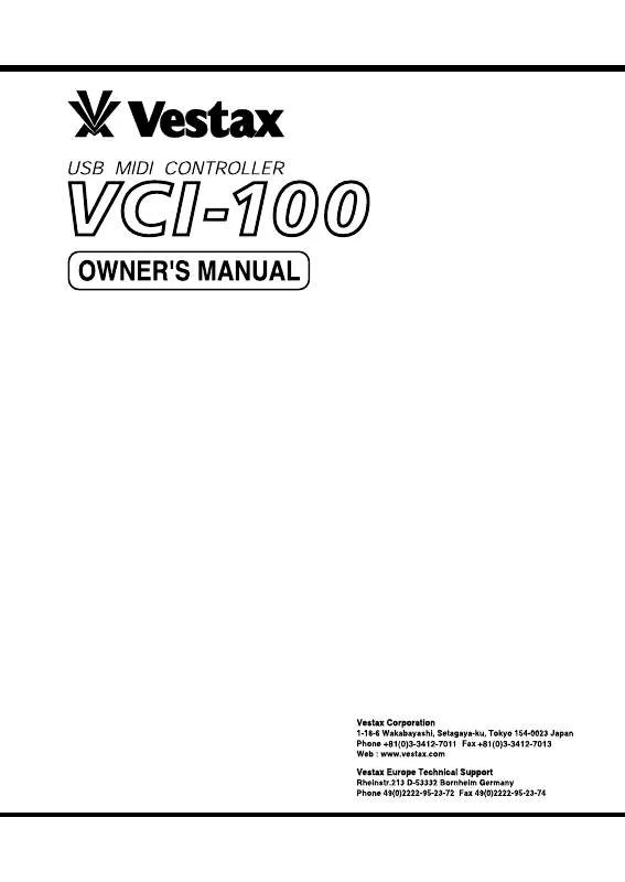 Mode d'emploi VESTAX VCI-100