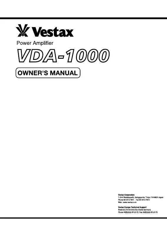 Mode d'emploi VESTAX VDA-1000