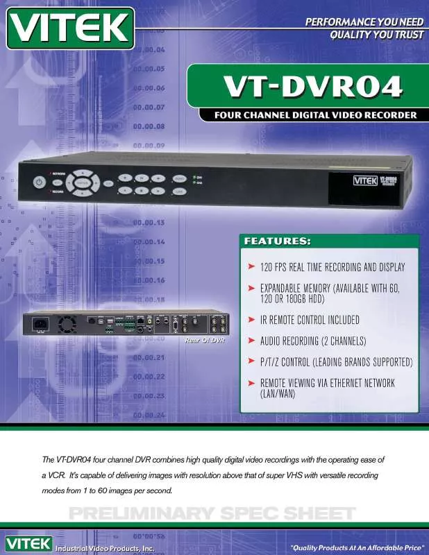 Mode d'emploi VITEK VT-DVR04