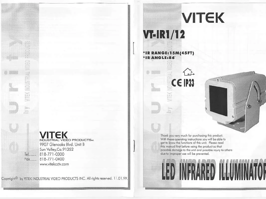 Mode d'emploi VITEK VT-IR1-12