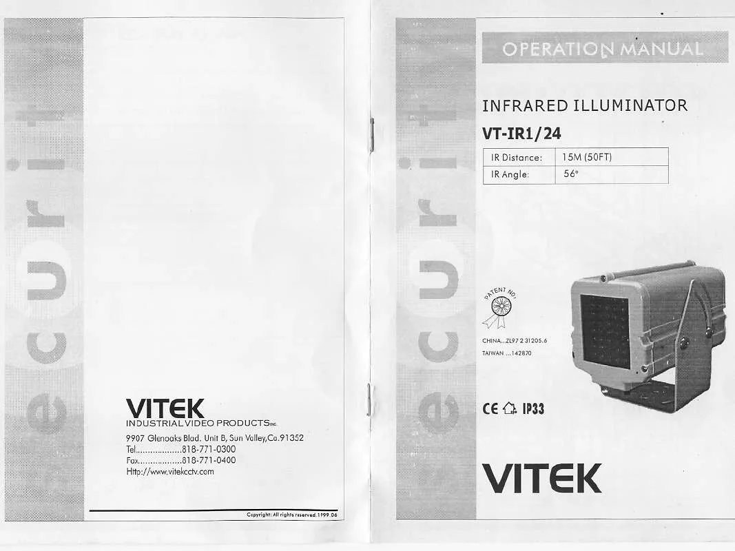 Mode d'emploi VITEK VT-IR1-24