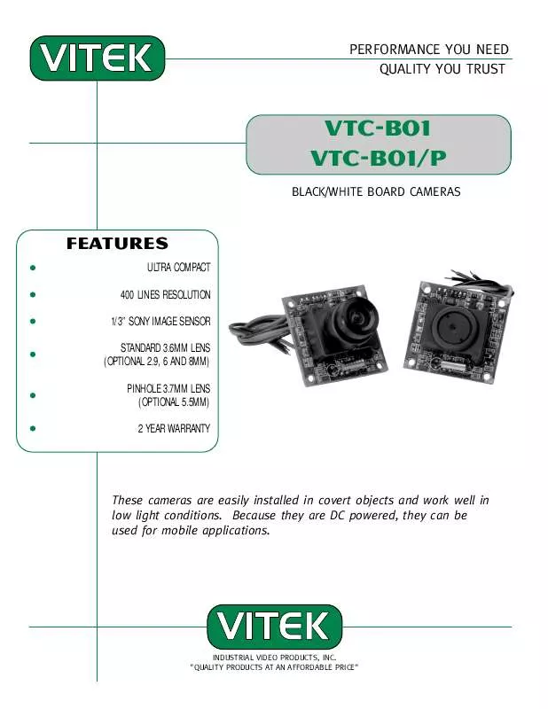 Mode d'emploi VITEK VTC-B01