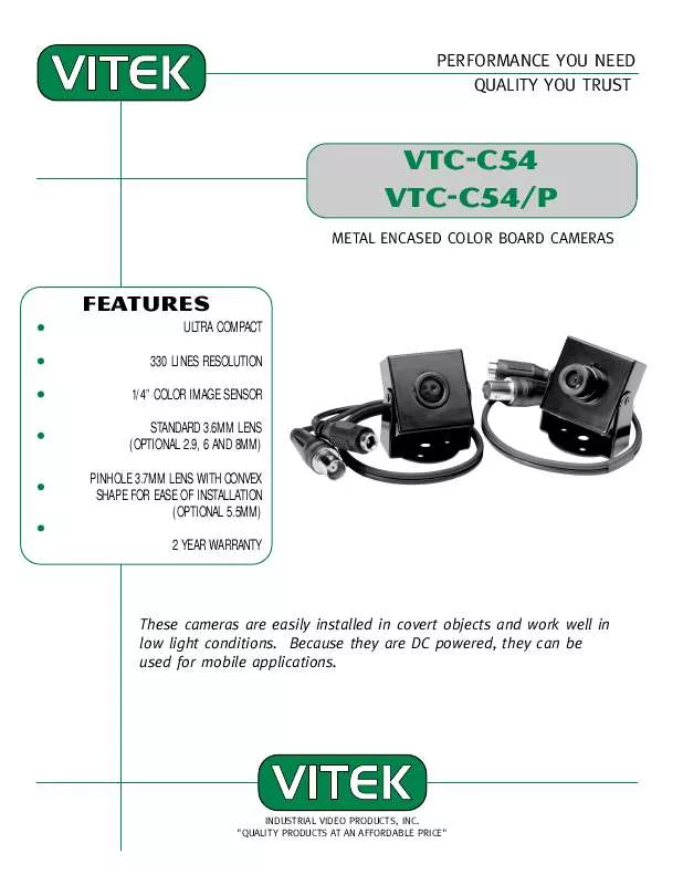 Mode d'emploi VITEK VTC-C54-P