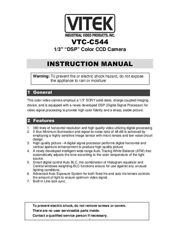 Mode d'emploi VITEK VTC-C544