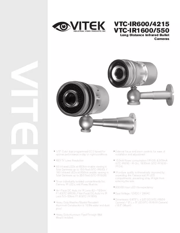 Mode d'emploi VITEK VTC-IR1600-550