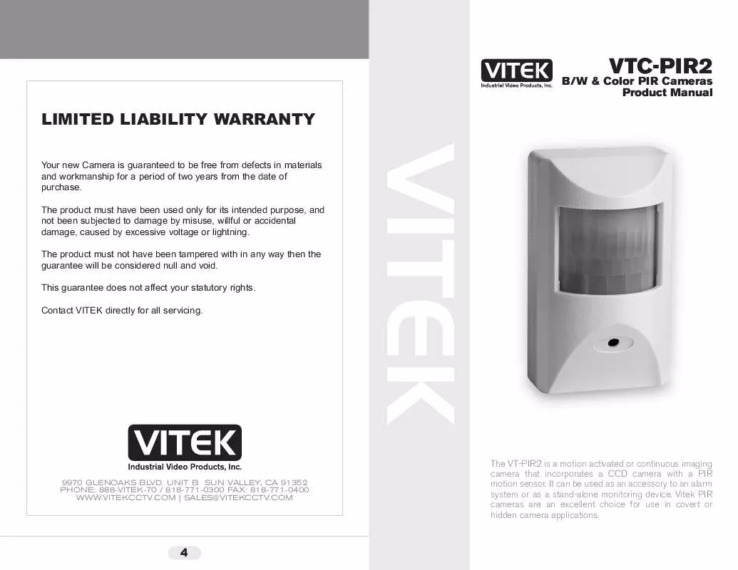Mode d'emploi VITEK VTC-PIR2