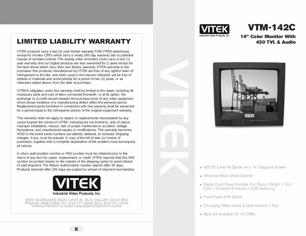 Mode d'emploi VITEK VTM-142C