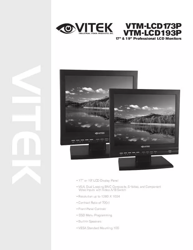 Mode d'emploi VITEK VTM-LCD173P