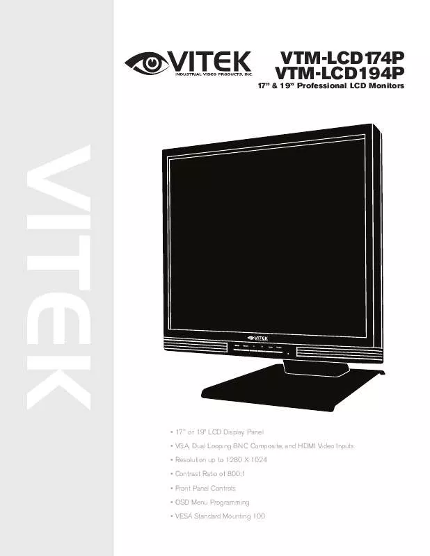 Mode d'emploi VITEK VTM-LCD174P
