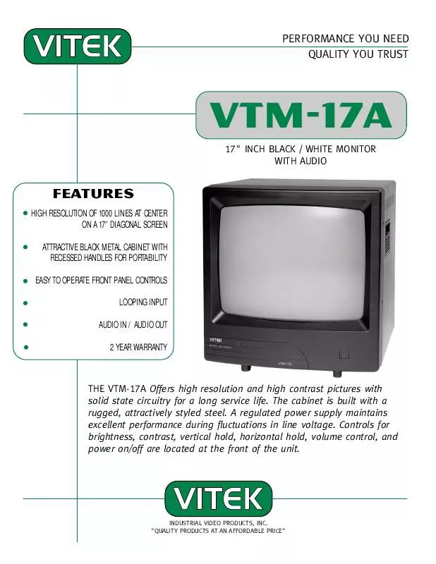 Mode d'emploi VITEK VTM17A