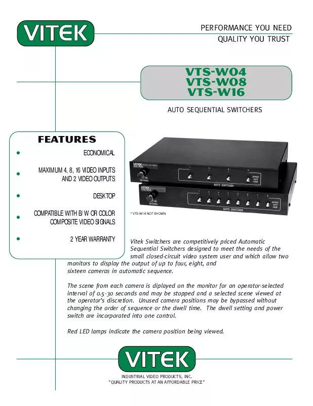 Mode d'emploi VITEK VTS-W16