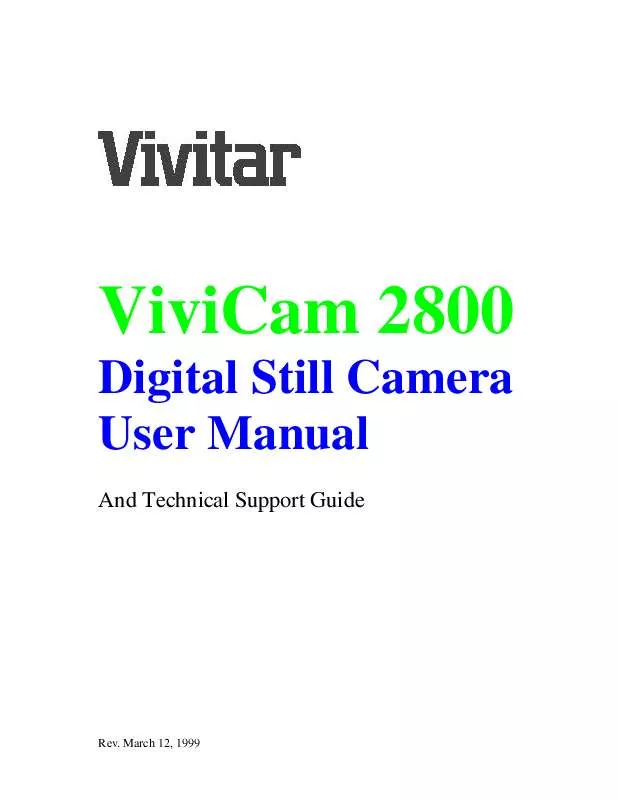 Mode d'emploi VIVITAR VIVICAM 2800