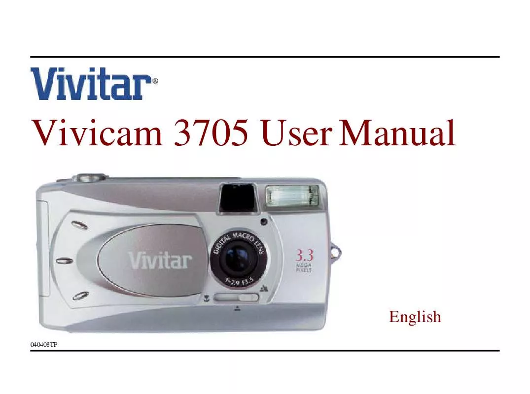 Mode d'emploi VIVITAR VIVICAM 3705