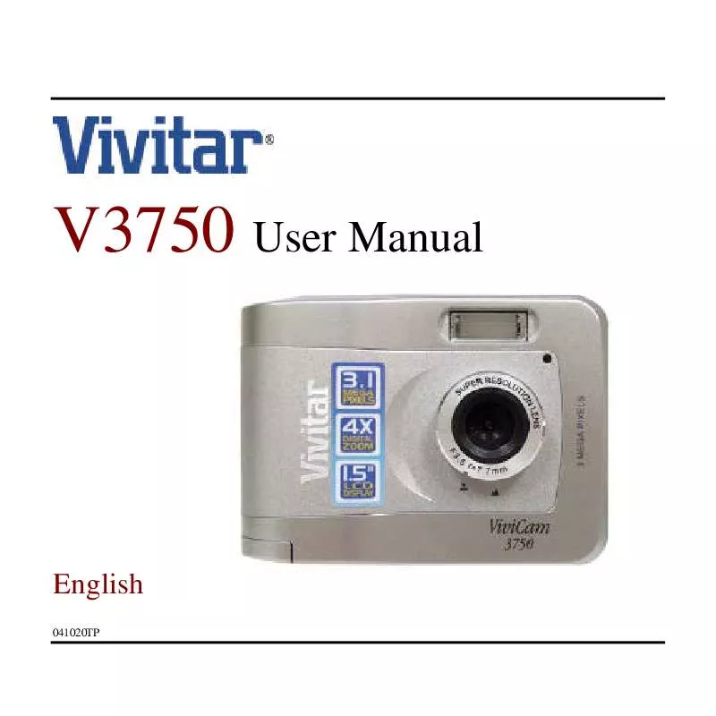 Mode d'emploi VIVITAR VIVICAM 3750