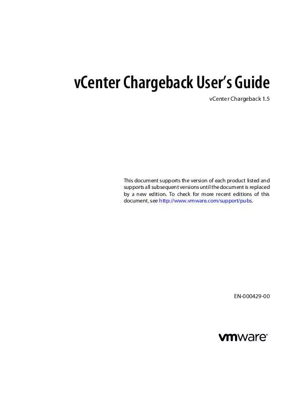 Mode d'emploi VMWARE VCENTER CHARGEBACK 1.5