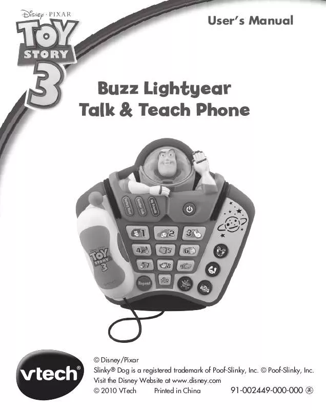 Mode d'emploi VTECH BUZZ LIGHTYEAR TALK AND TEACH PHONE