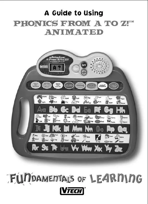 Mode d'emploi VTECH PHONICS FROM A TO Z ANIMATED