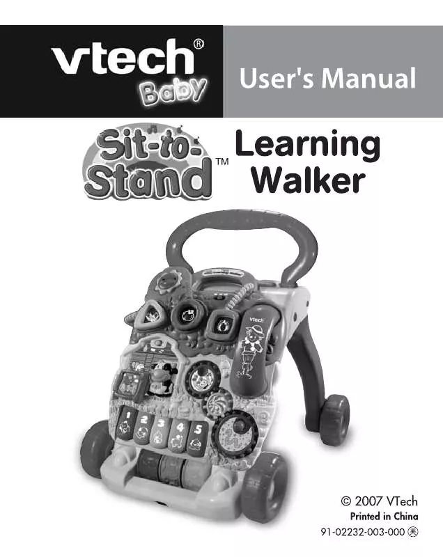 Mode d'emploi VTECH SIT-TO-STAND LEARNING WALKER